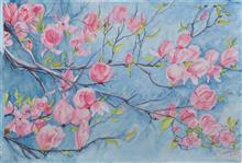 Apple Blossoms - Big, Painting by Manju Srivatsa, Watercolour on Paper, 15 x 22   inches