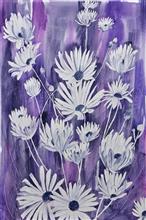 Daisies Royale, Painting by Manju Srivatsa, Watercolour on Paper, 22 x 15 inches