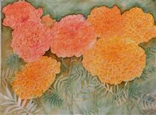 Marigold - 2, Painting by Manju Srivatsa, Watercolour on Paper, 14 x 19  inches