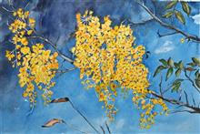 Monsoon Showers, Painting by Manju Srivatsa, Watercolour on Paper, 15 x 22 inches