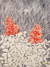 Salvia Shot, Painting by Manju Srivatsa, Watercolour on Paper, 16 x 12 inches