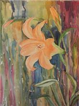 Single Lily, Painting by Manju Srivatsa, Watercolour on Paper, 19 x 14  inches