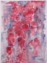 Six and a half Black Roses, Painting by Manju Srivatsa, Watercolour on Paper, 30 x 22 inches