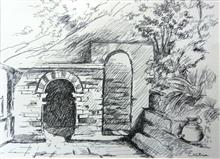 Kumaon Heritage - 8, sketch by Chitra Vaidya, Ink & Pen on Paper, 8 x 10.5 inches, Mount - 11 x 14 inches