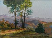 Kumaon Landscape - 6, Painting by Chitra Vaidya, Watercolour & Tempera on Paper, 3.5 x 4.5 inches