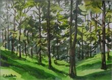 Kumaon Landscape - 11, painting by Chitra Vaidya, Watercolour & Tempera on Paper, 3.5 x 4.5  inches