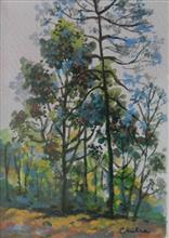 Kumaon Landscape - 13, painting by Chitra Vaidya, Watercolour & Tempera on Paper, 4.5 x 3.5  inches