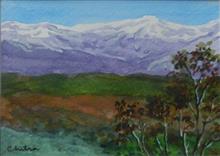Kumaon Mountains - 8, Painting by Chitra Vaidya, Watercolour & Tempera on Paper, 3.5 x 4.5 inches