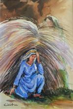 Kumaoni People - 3, painting by Chitra Vaidya, Ink & Watercolour on Paper, 9.5 x 6.5 inches, Mount - 12 x 9.5  inches