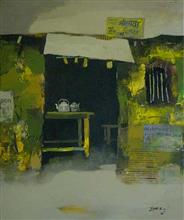 Chaiwala Series I, painting by Anwar Husain, Acrylic on Canvas, 24 x 20 inches 