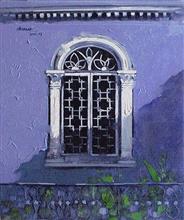 Goan Window - II, painting by Anwar Husain, Oil on Canvas, 24 x 20 inches