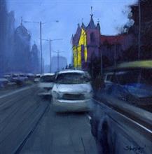 Mumbai 35, painting by Anwar Husain, Acrylic on Canvas, 12 x 12 inches 