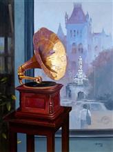 Untitled 14, painting by Anwar Husain, Oil on Canvas, 48 x 36 inches