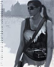 Mumbai Diary - 13, painting by Anwar Husain, Acrylic on Canvas, 30 x 24 inches