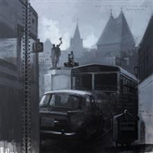 Mumbai Diary - 4, painting by Anwar Husain, Acrylic on Canvas, 36 x 36 inches