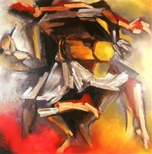 Drumbeats, painting by Milon Mukherjee