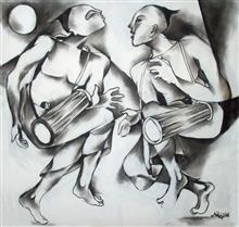 Ayappnan Dance, painting by Milon Mukherjee