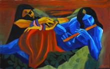Eternal Lovers, painting by Milon Mukherjee