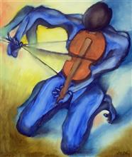 Fiddler at Work, painting by Milon Mukherjee