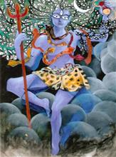 Shiva with Dumru, painting by Milon Mukherjee
