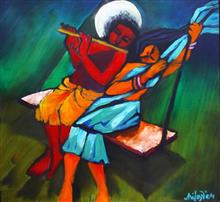 The Swing, painting by Milon Mukherjee