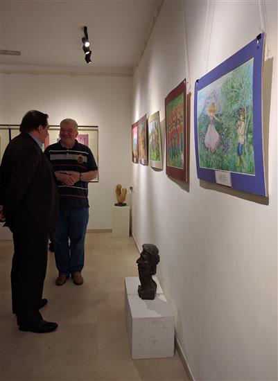 (L to R) Mr Andrei Zhiltsov and Mr Vladimir Dementiev at exhibition of paintings by Russian children Indiaart Gallery, Pune