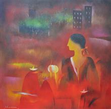 Childhood Memories, painting by Bhawana Choudhary, Acrylic on Canvas, 24  X 24 inches 
