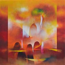 Gulmohar, painting by Bhawana Choudhary, Acrylic on Canvas, 24 x 24  inches 