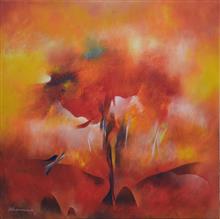 Gulmohar, painting by Bhawana Choudhary, Acrylic on Canvas, 24 x 24 inches 