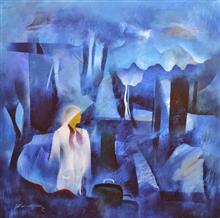 Rain, painting by Bhawana Choudhary, Acrylic on Canvas, 24 x 24  inches 