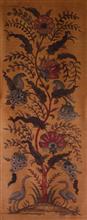 Tree of Life - 14, Painting by T. Mahicha, Natural Dyes on Silk, 45 x 19 inches