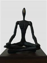 Svastikasana, Sculpture by Bhushan Pathare, Bronze, 6 x 4.5 x 3.5 inches