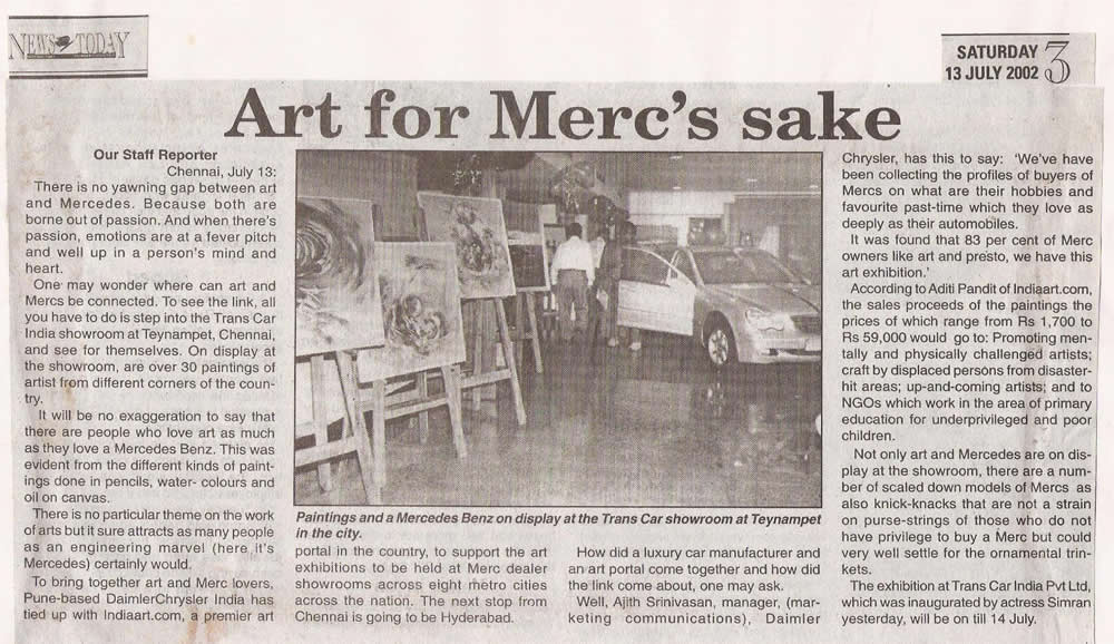 Art Exhibition at Mercedes Benz
Showroom, Indian Express