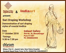 Saree Draping Workshop - Demonstration of Saari  Draping styles of coastal Andhra at Indiaart Gallery 