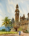 New Palace, Painting by Kishor Nadavdekar Watercolour on Paper