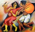 Festivity Painting  by Milon Mukherjee, Oil on Canvas, 36 X 40