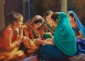 Mehandi Ceremony, painting by Sunil Kulkarni, Oil on canvas, 36 X 48