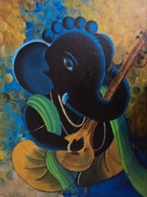 Citar Ganesha, Painting by Rupa Prakash