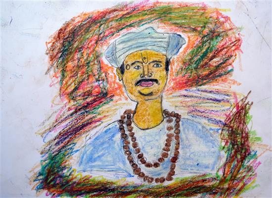 Jagdeesh (class 8) talks about his painting of Sant Tukaram
