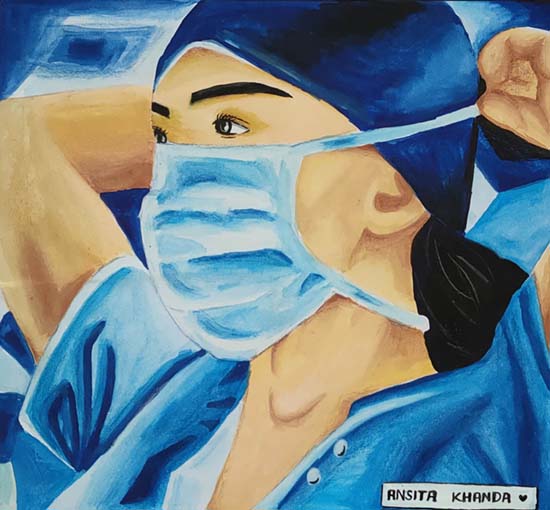 fight against coronavirus, painting by Ansita Khanda from Odisha