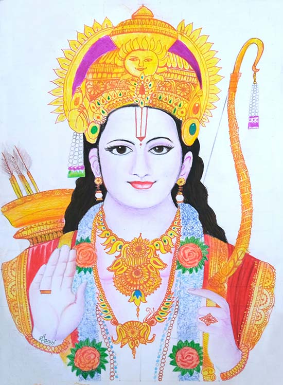 Bhagwan Shree Ram, shortlisted painting from Ramayana art contest by Khula Aasmaan