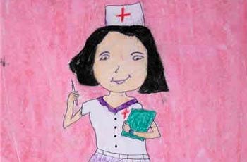Vaishali Kharad (class 8) talks about her painting of a nurse
