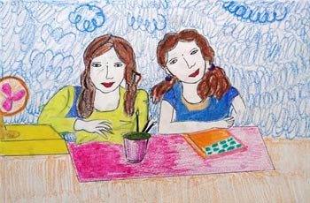 Vaishali Tumbada (class 9) talks about her painting of friends