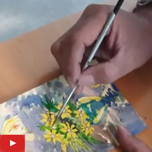 पोस्टकार्ड पेंटींग - चित्रकार  मिलिंद फडके ह्यांचे चित्रकला प्रात्यक्षिक - भाग ३