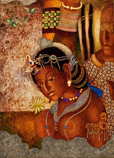 painting by Vijay Kulkarni - Princess (Ajanta series)