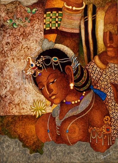 Princess (Ajanta series), painting by Vijay Kulkarni