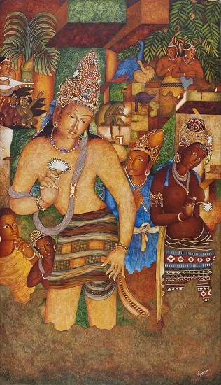 Avalokitesvara Padmapani (Ajanta series), painting by Vijay Kulkarni