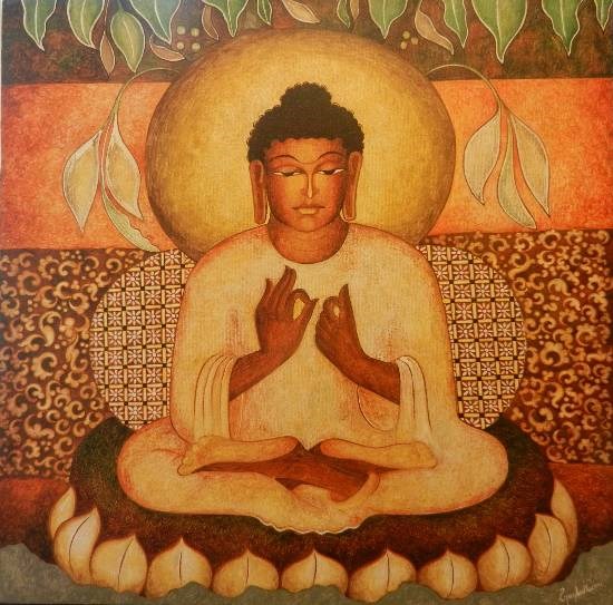 Buddha in Dhyanmudra (Ajanta series), painting by Vijay Kulkarni
