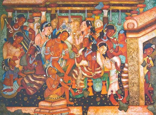 Mahajanaka (Ajanta series), painting by Vijay Kulkarni
