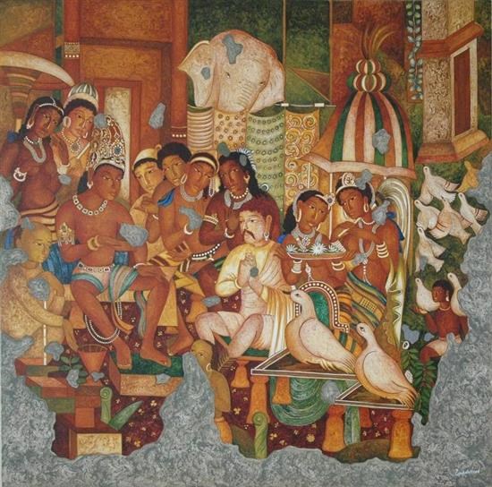 Golden Goose (Ajanta series), painting by Vijay Kulkarni